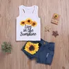 Été Enfants Fille Vêtements Tournesol Gilet Jeans Shorts 2 Pcs ensemble Tenues Enfant Vêtements Décontractés Doux Filles Tournesol Boutique Costume Vêtements