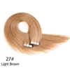 Försäljningstejp i hårförlängningar 100 Original Virgin Human Remy Hair Full Nuticle 200g 80 PCs Färgglad hud weft