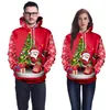 Mens New Red Christmas Hoodies 3D Santa Claus Trees Printed Hoodie Hip Hop Pullover Sweatshirt Homme Tops