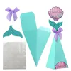 Hela 20st Creative Blue Mermaid DIY Wedding Party Favor Candy Chocolate Box Paperboard Holder Event Banquate Decoration SU1204089
