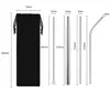 Reusable Stainless Steel Straw Set Straight Bent Straw Cleaning Brush 5PCS Metal Smoothies Drinking Straws Set