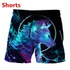 Hip Hop Sportwear Punk Casual Lose Track Hosen Herbst Männer Coole Print Galaxy Space Wolf 3d Shorts