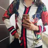 Willstage 2019 Bahar Kadın Gömlek Uzun Kollu Çiçek Yıldız Baskılı Bluz Şifon Ofis Bayanlar Tops OL İş Giyim Casual Blusas Y190427