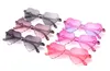 Colorful Gradual Cartoon Love Children Sunglasses Rimless Peach Heart Kids Sun Glasses One Pieces 6 Colors Wholesale