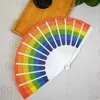 Rainbow LGBT ręcznie odbywa się składany wentylator składany wentylator wentylator w stylu vintage w stylu Rainbow Design Houseed Fans na urodziny Graduation Wakacje rekwizyty JXW593