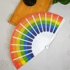 Rainbow LGBT Hand Held Folding Fan Folding Hand Fan Vintage Style Rainbow Design Held Fans For Birthday Graduation Holiday Props JXW593