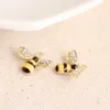 Crystal Bee Enamel Alloy Guldpläterad Färg Charms Pendants För Handgjorda DIY Örhängen Halsband Nyckel Kedja Armband Smycken Tillbehör