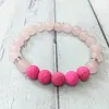 MG0557 Bracciale per coppia in pietra naturale lavica Bracciale per amicizia in quarzo rosa opaco amazzonite di alta qualità287A