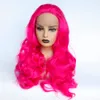 Brazilian Body Wave Wig Rose Rosa Värmebeständig Fiber Syntetisk Lace Front Wigs Glueless för svarta vita kvinnor