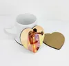 5pcs Heart shaped Sublimation wooden mdf blank car coastes hot transfer printing coasters with cork and Non-slip