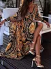 2019 Style Fashion Elegant Women Sexy Boat Neck Glitter Deep v Print Party Dress Formal Long Clubwear