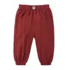 Boys Summer Mosquito Proof Pants Kids Pants Solid Cotton Linen Trousers Casual Button Bloomers Lanterns Air-condition Knickerbockers AYP6474