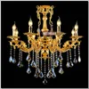 Gold Crystal Chandelier Lighting Fixture 8 Arms Classic Metal Chandelier Crystal Lustre Hanging Lamp for Foyer MD8676 D31.5 inch H32.2 inch