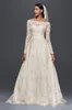 Oleg Cassini Abiti da sposa modesti con maniche lunghe in pizzo Applique Off The Shoulder Garden Abiti da sposa all'aperto Abiti da sposa taglie forti