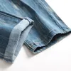 SOKOTOO Erkek Mavi Streç Denim Biker Jeans Motosiklet Artı Boyutu Için Slim Pileli Pantolon1