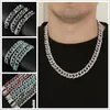 3 colores 13 mm Hiphop para hombre completo diamante rojo cadena de eslabones cubanos collar pulsera chicos Bling Curb Gargantilla Cadenas Miami Rapero joyería para hombres