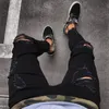 Herren coole Designer -Marke Black Jeans Skinny Ripped zerstörte Stretch Slim Fit Hop Hop Hosen mit Löchern für Männer Dropship5649137