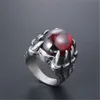 Mäns Retro Dragon Claw Ring för män Röd svart sten Vintage Style 316L Rostfritt stål Förlovningsringar Högkvalitativ 717