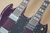 Factory Custom Double Neck Purple Electric Guitar With 612 StringsChrome HardwareBlack PickguardOffer Customized8799159