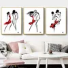 3шт набор минималистский абстрактный рисунок линии Танцующая пара художественная живопись черныйбелыйкрасный настенный художественный танцевальный постер для гостиной bedro8912243