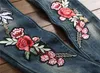 Men Retro Washed Rose Embroidery Straight Leg Jeans Designer Famous Brand Slim Fit Blenched Biker Blue Denim Pants 0791