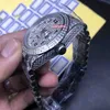 Arabska skala mrożona diamentowa zegarek Diamond Silver Diamond Face Watch ze stali nierdzewnej Diamond Pasek na rękę Automatyczne mechaniczne 219g