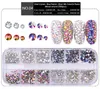 NA053 1 Boîte Multi Taille Cristal Ongles Décorations Acrylique Rond Coloré Paillettes Strass DIY Nail Art Accessoires 1440 pcs