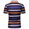 Short Sleeve Stripe Print Shirt Men Casual Top Brand Slim Fit Shirts Men's Clothing Casual Shirt