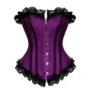 Women Multicolor Burlesque Plus Size S-6XL Ruffle Lace Trim Overbust Corset Lingerie Top Body Shaper Sexy Lace Up Plastic Boned Corselet