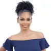 African American Black High Puff Ponytail with 2 Clips - High Updo Hairpieces Kinky Curly Human Hair Afro Bun Black Women -Natural Chignon