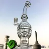 Fab Egg Glass Bongs Swiss Perc Recycler Bong Water Pipes 14mm Joint Oil Dab Rig Showerhead Perc Hookahs Pipes With Banger Bowl