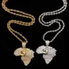 Neue Hip Hop Schmuck Nordamerika Anhänger Halskette Gold Farbe Bling Kubikzircon Männer North American Lions Halskette mit Seil kette als Geschenk