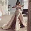 Ayrılabilir Tren Sevgiliye Saten Pileli Balo Parti Abiye Giyim vestidos de novia elbiseler de soirée ile Modern Ucuz Mermaid Abiye