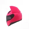 Casco da motociclista Nitrinos Faccia piena con orecchie di gatto Personalità del colore rosa Casco gatto Casco motociclistica MOTOBIKE M LXL XXL6080154