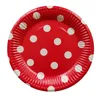 7 Inch Packaging dinner service Small Colored Cake Plates Dot Print Disposable Plate for Party 18CM 20 Pieces Per Pack 1221367