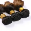 Luźna fala Human Hair Bundles # 1B 4 27 Ombre Peruwiański Dziewiczy Włosy Uwagi Czarny Brown do Miodu Blonde Ombre Ludzkie Przedłużanie Włosów