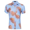 Moda-camiseta Homens Verão Summer Manga Curta Algodão Estilo Tropical Floral Imprimir Tees Polos Camisas De Manga Curta Camisas