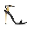 Fashion Runway Summer Shoes Woman Sexy Open Toe Padlock Sandalia Feminina Mentallic Stiletto High Heels Ankle Strap Sandals Women Plus Size