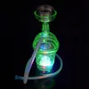 Waterpijpdamp LED met blauwgroene roze verlichting Complete set 1 slang Hookahs Shisha Glass Vaas voor roken