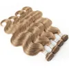 # 8 Ask blond kroppsvåg hår väv buntar 3/4 stycken 16-24 tum indiska peruanska remy mänskliga hårförlängningar