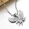 Partihandel - Designer Stylish Cool Titanium Steel Eagle Bird Enkel Elegant Män Hängsmycke Halsband 55cm Kedja