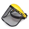 Yellow Safety Helmet Full Face Mask Chainsaw Brushcutte Mesh For Lawn Mower Trimmer Brush Cutter