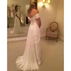 2019 Famous Design A Line Off The Shoulder Beach Wedding Dresses Sweep Train Ivory Chiffon Ruched Beach Wedding Bridal Gowns Boho Style