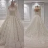 Lussuose maniche lunghe con sequenza di sequestro in perline A Line Weddings Dresses 2022 V Neck Crystal Sheer Sheer Wear Bridal Wedding Gowns BC1244 BC1244