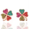 Classique plaqué or rose 18 carats trèfles de mode femmes colliers boucles d'oreilles ensembles de bijoux véritable bijoux en cristal autrichien pour les femmes