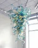 Residential Hand Blown Murano Glass Chandelier Modern Art Deco Hanging Chandelier Lighting Green Shade LED Crystal Ceiling Lamp