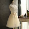 2019 Cheap Silver Lace Party Dresses Short Jewel Lace Up Cocktail Gowns Short Prom Dresses Maid of Honor Gowns Under 50 Real P01018567