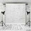 White Brick Wall Wooden Floor Pogra Background Vinil Pano de pano de pano de fundo para crianças Baby Pet Toy Poshoot POBOOTH279Q1097643