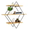 Modern solid wood shelf Storage Holders living room TV wall hanging one-word shelfes partition frame