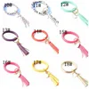 40 estilos Leopard pulseira de couro Chaveiro PU Wrist Redonda Tassel Pingente pulseiras keychain floral pulseira favor de partido KKA7935